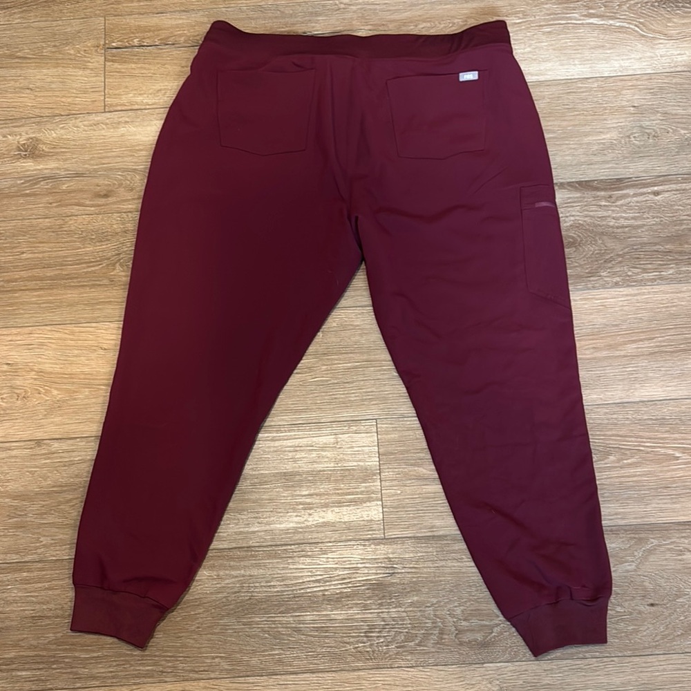 Figs Women’s Burgundy Jogger Scrub Pants - Picture 2 of 5